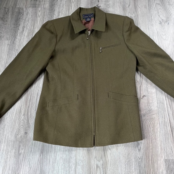 Laura Scott Jacket Women's 6 Green Lined 100% Wool Coat Blazer Full Zip - Picture 2 of 9